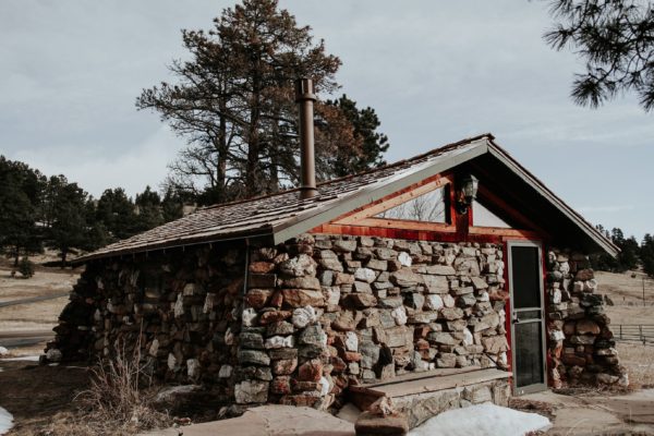stone cabin cedar shake